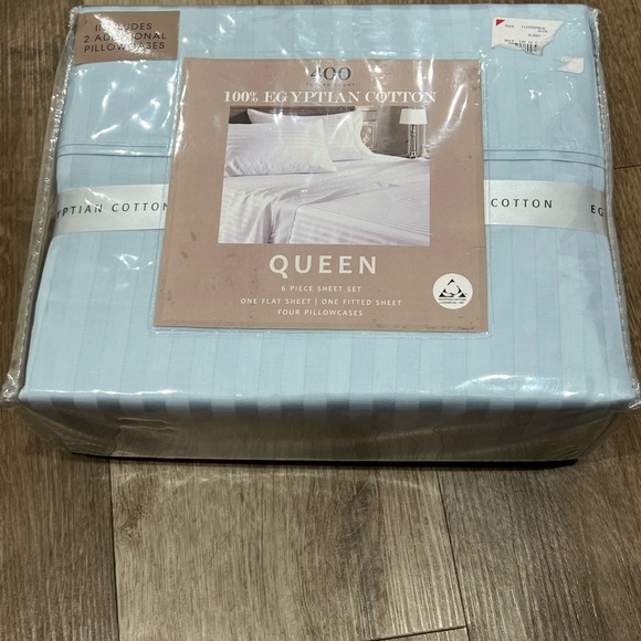 Light Blue Egyptian Cotton Queen Sheet Set - Picture 1 of 4